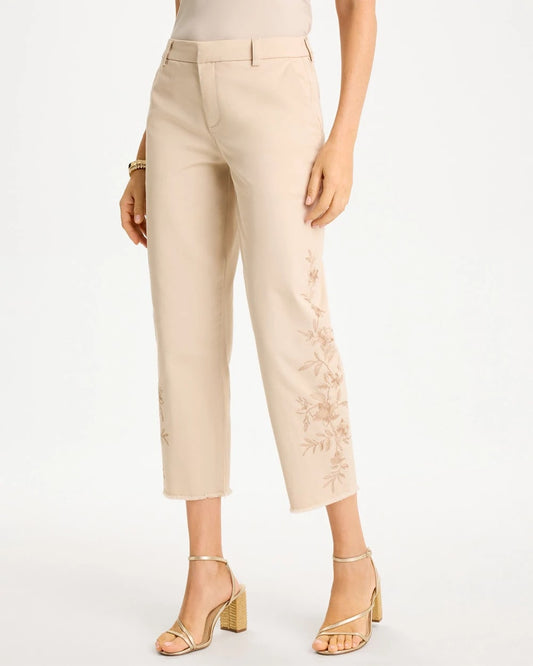 Chico's Customer Favorite | Relaxed Embroidered Fray Crop Pant