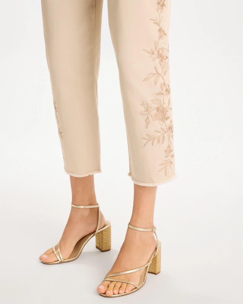 Chico's Customer Favorite | Relaxed Embroidered Fray Crop Pant