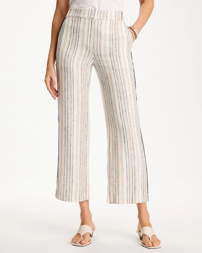 Chico's Recommended | Striped Piped Linen Fly Front Pants
