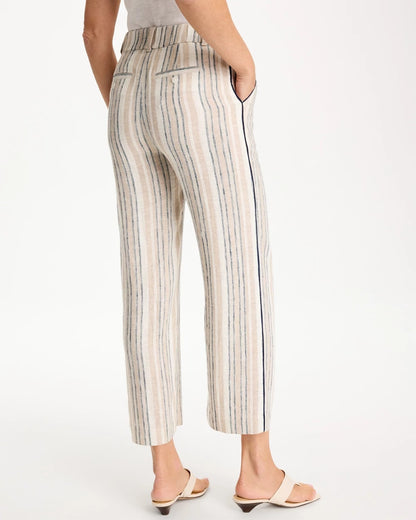 Chico's Recommended | Striped Piped Linen Fly Front Pants