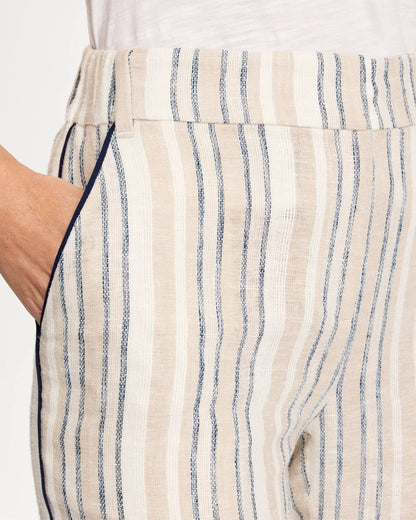 Chico's Recommended | Striped Piped Linen Fly Front Pants
