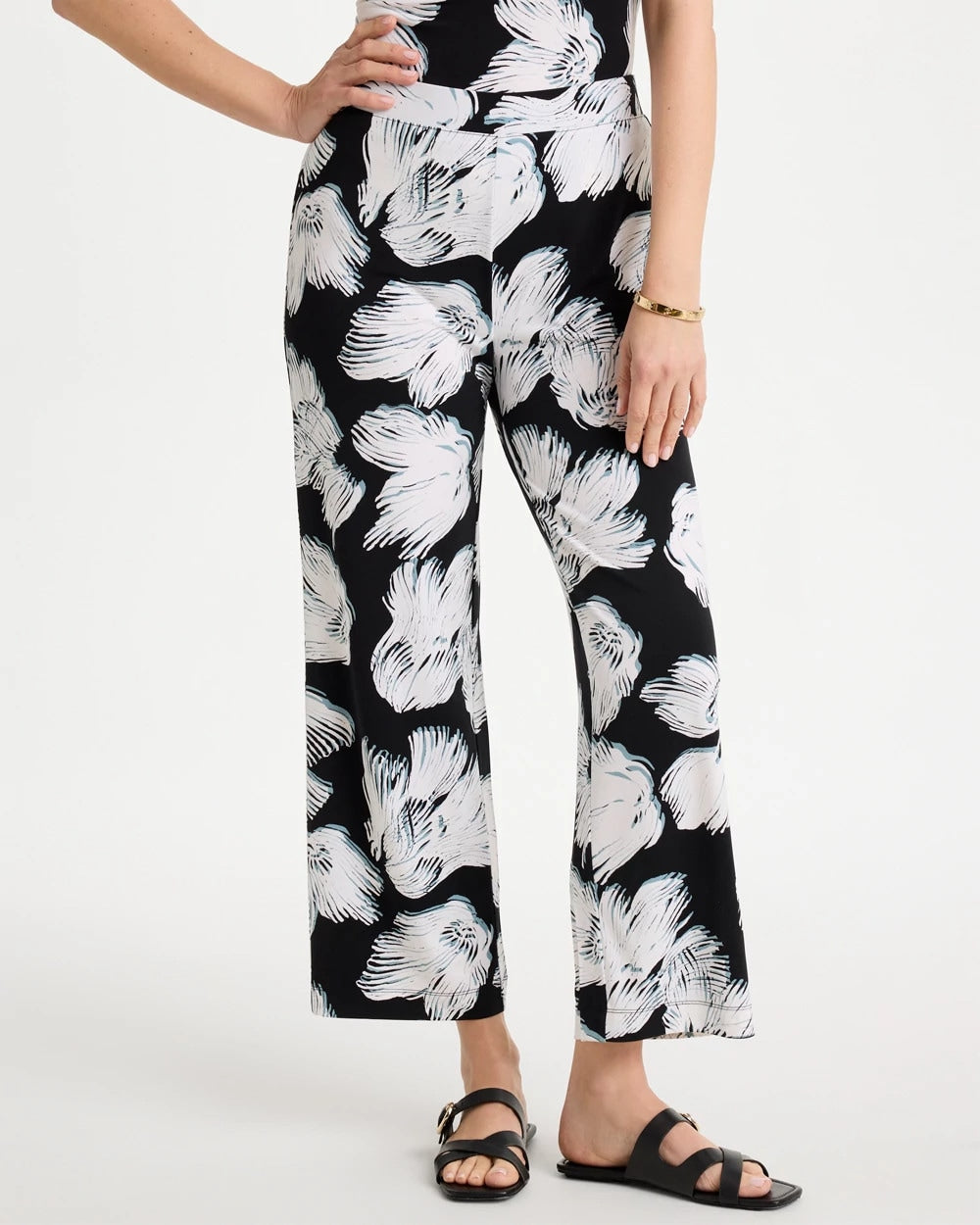 Chico's Deals | Travelers™ Knit Abstract Floral Cropped Pants