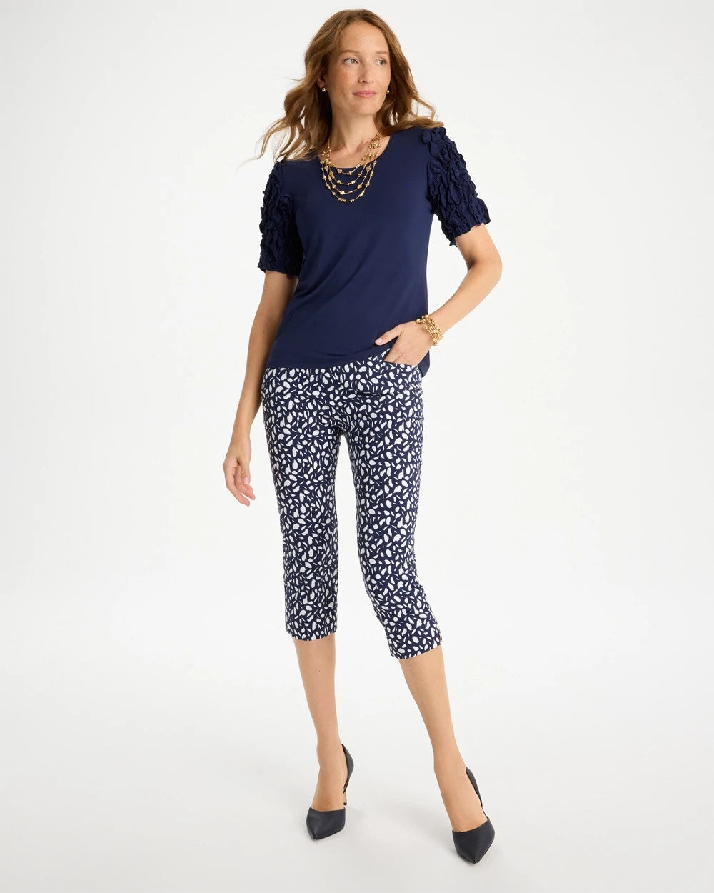 Chico's Customer Favorite | Brigitte™ Slim Printed Pull-On Capri Pant