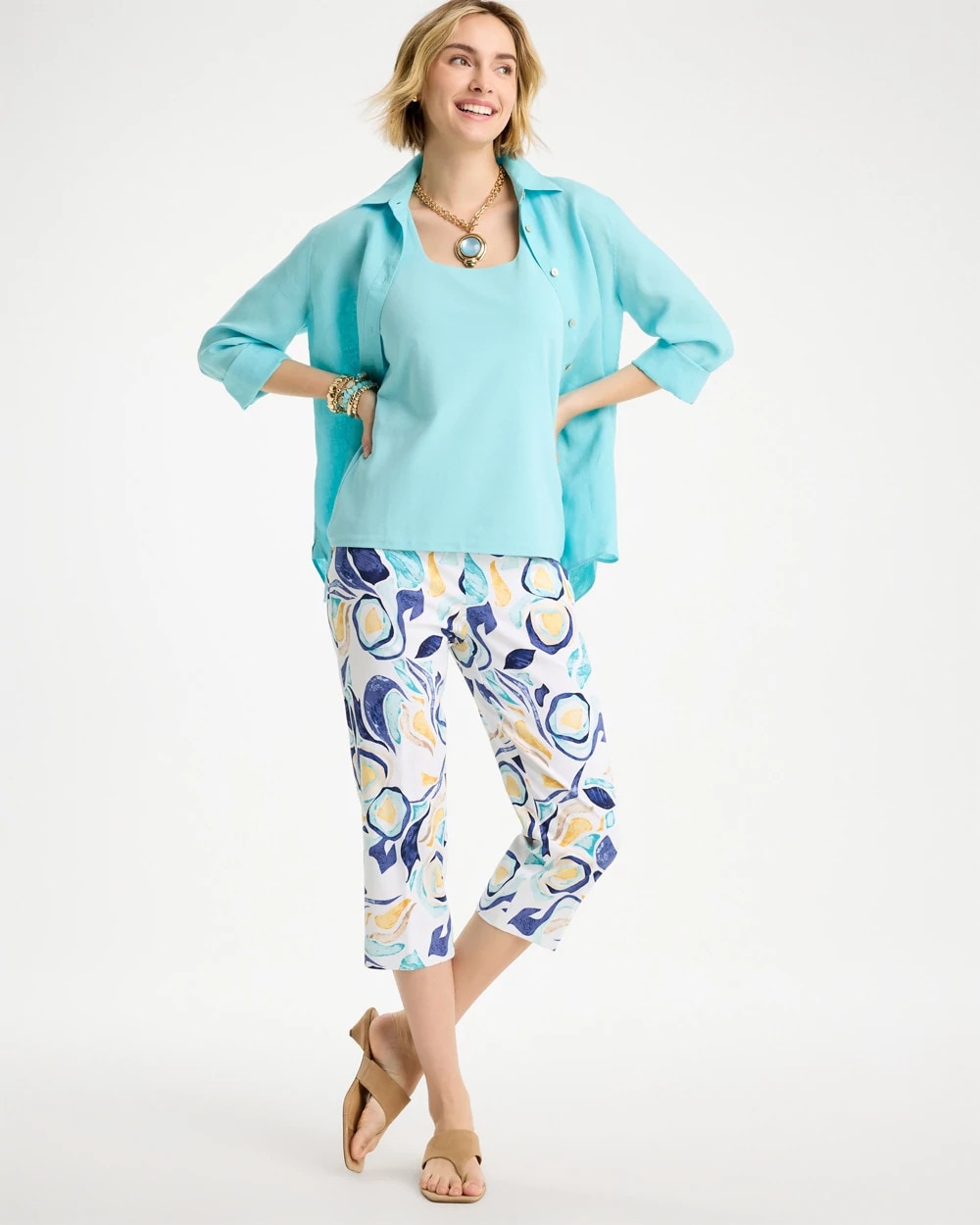 Chico's Essential | Brigitte™ Slim Handpainted Pull-On Capri