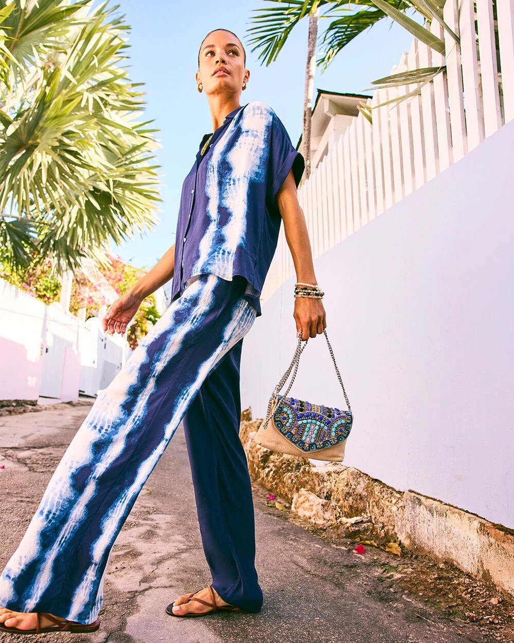 Chico's Latest | Faux Silk Tie-Dye Palazzo Pants