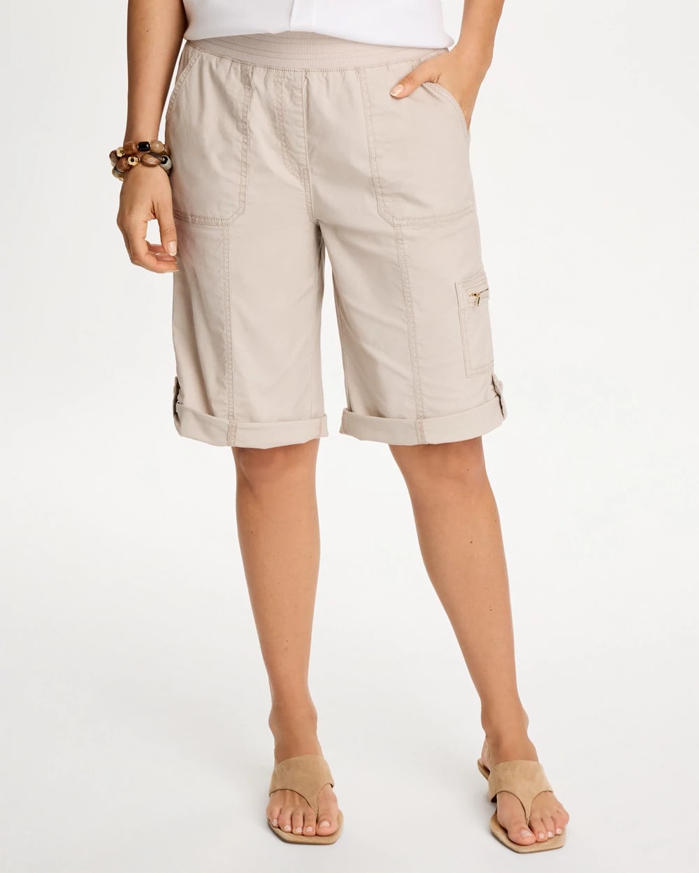 Chico's Deals | Poplin Cotton Roll-Tab Shorts