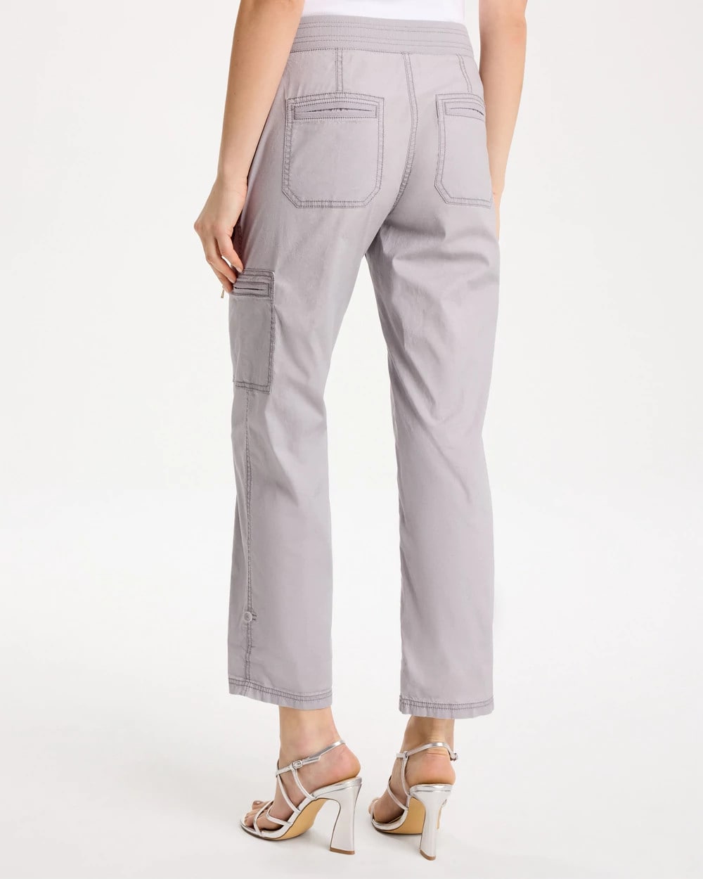Chico's Hot Sale | Poplin Cropped Roll Tab Pants