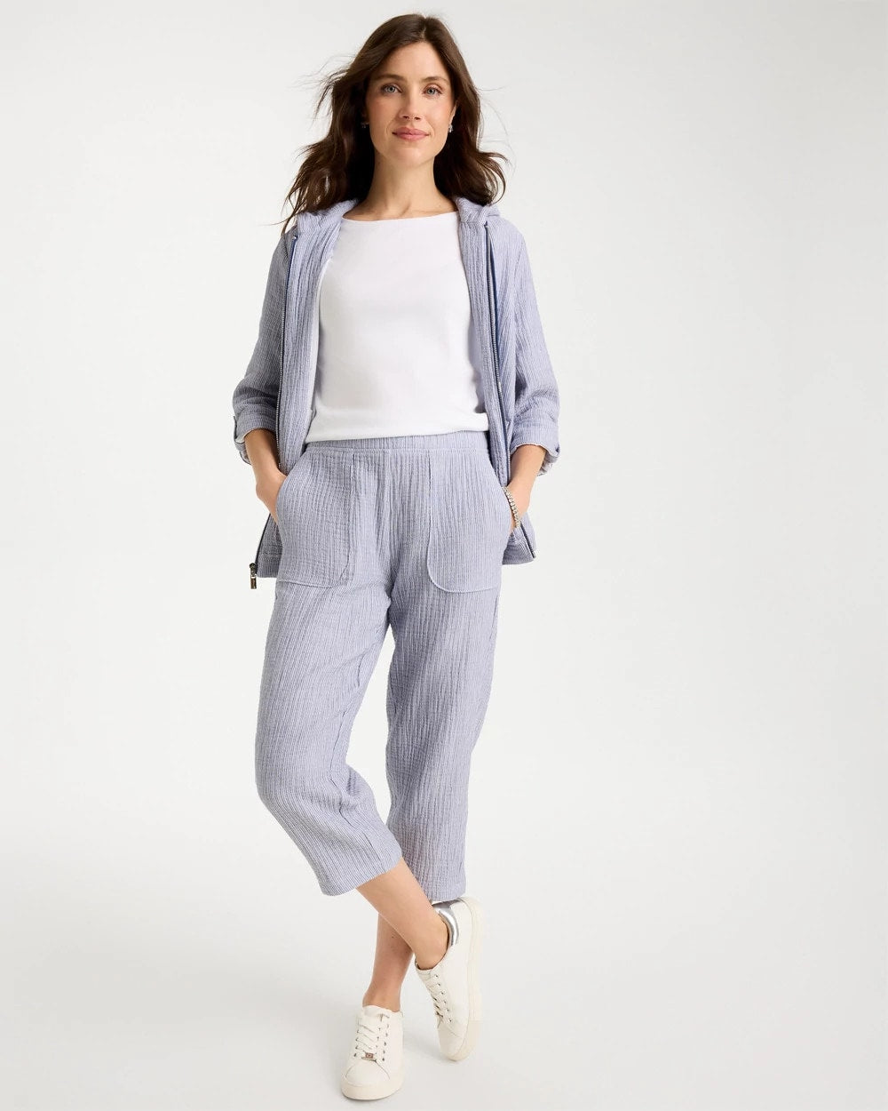 Chico's New | Zenergy® Striped Gauze Cropped Pants