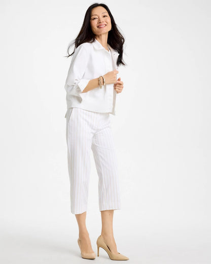Chico's Smart Buy | Sandstone Striped Emme Sateen Straight Capri Pants