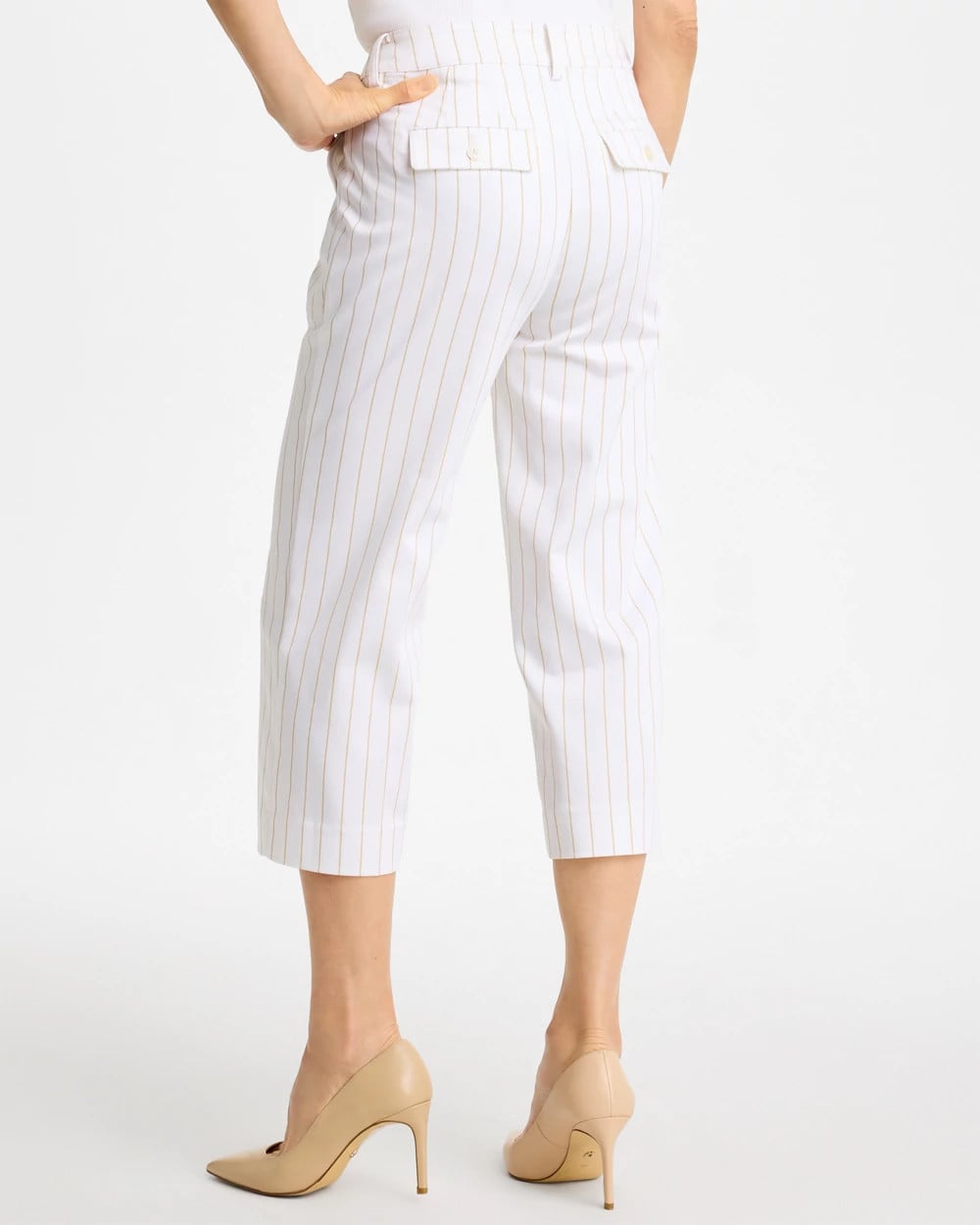 Chico's Smart Buy | Sandstone Striped Emme Sateen Straight Capri Pants