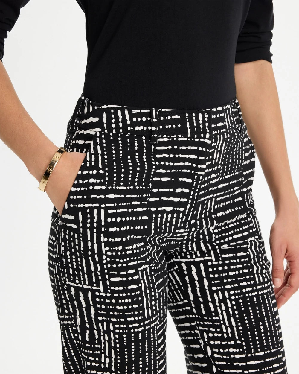 Chico's Recommended | Emme Fly Front Straight Printed Crop Pants