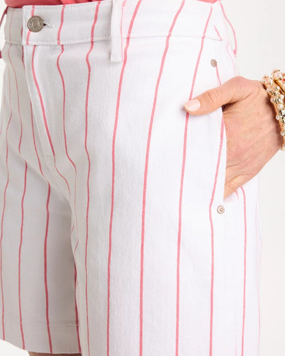 Chico's Popular | Striped Rivet Denim Trouser Shorts