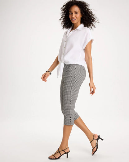 Chico's Best Seller | Brigitte™ Slim Gingham Pull-On Capri Pant