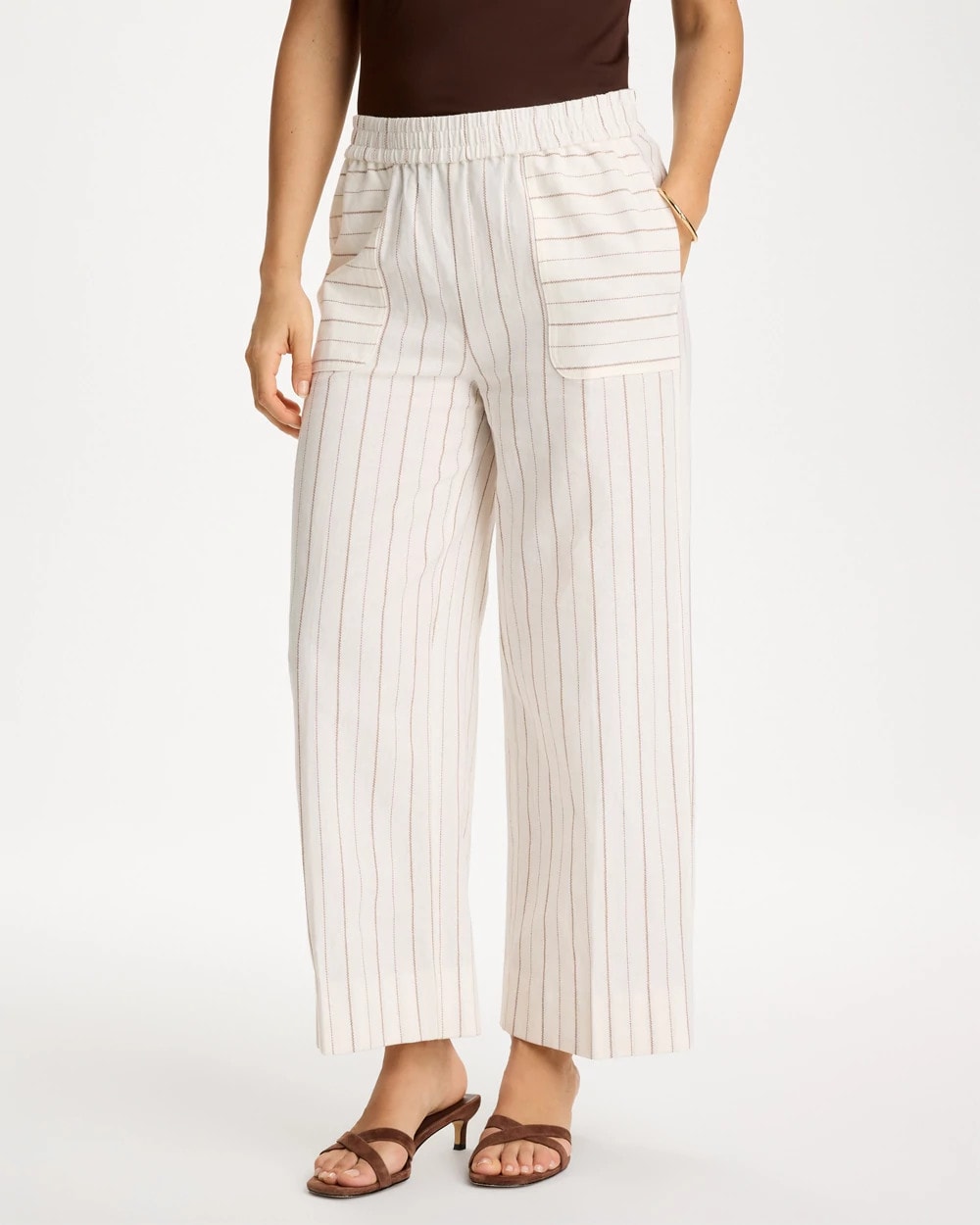 Chico's Smart Buy | Pinstriped Linen-Cotton Crop Pant