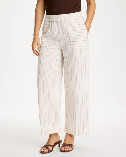 Chico's Smart Buy | Pinstriped Linen-Cotton Crop Pant