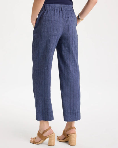 Chico's Premium | Pinstripe Soft-Stretch Linen Crop Pant