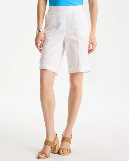 Chico's Trusted | Poplin Cotton Roll-Tab Shorts