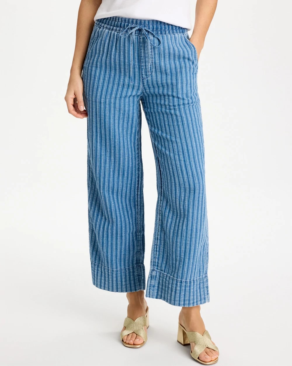 Chico's New | Gauze Striped Wide Crop Jean