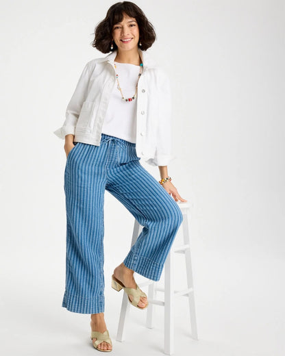 Chico's New | Gauze Striped Wide Crop Jean