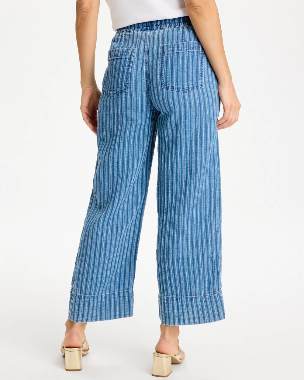 Chico's New | Gauze Striped Wide Crop Jean