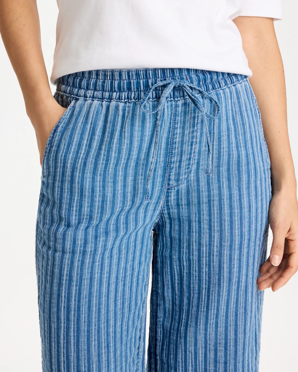 Chico's New | Gauze Striped Wide Crop Jean