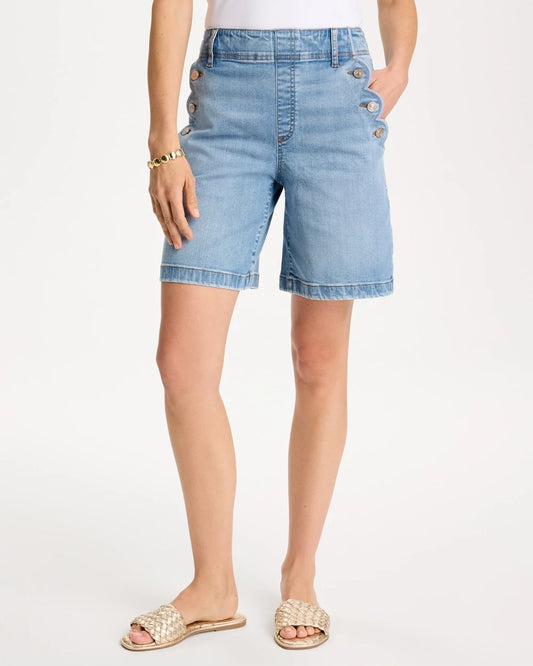 Chico's Classic | Pull-On Scallop Button Jean Shorts