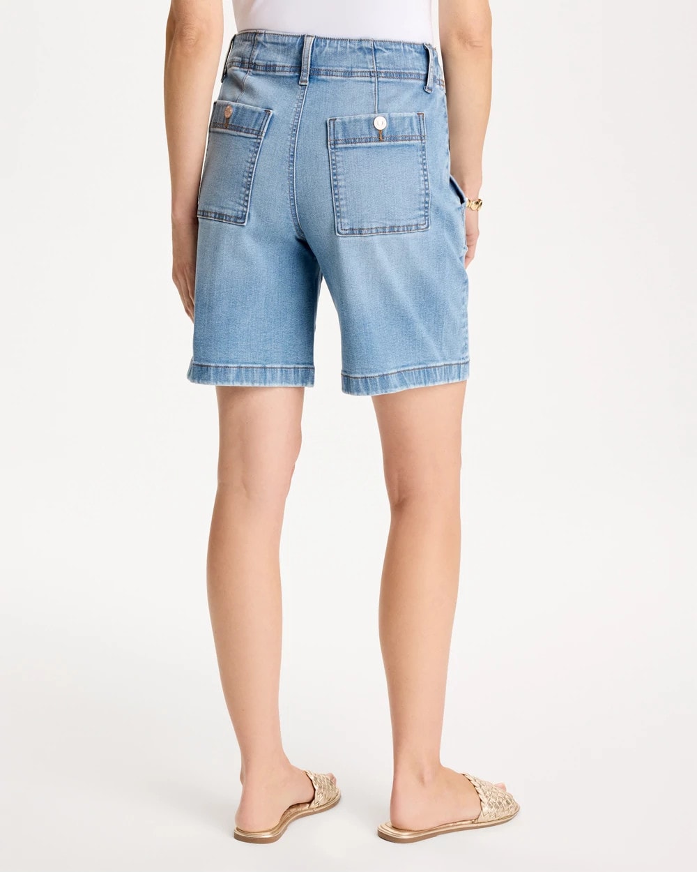 Chico's Classic | Pull-On Scallop Button Jean Shorts