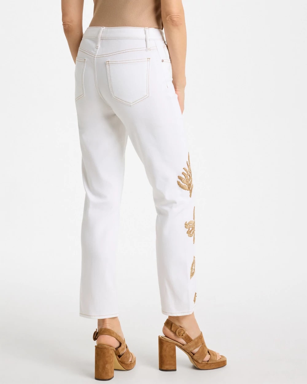 Chico's Best Price | Girlfriend Slim Raffia Palm Crop Jeans