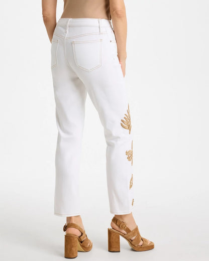 Chico's Best Price | Girlfriend Slim Raffia Palm Crop Jeans