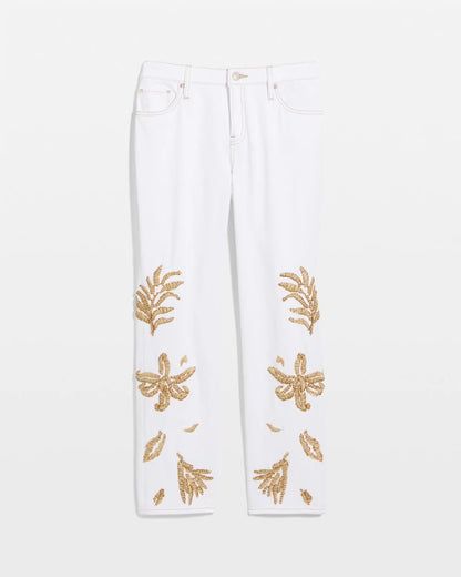 Chico's Best Price | Girlfriend Slim Raffia Palm Crop Jeans