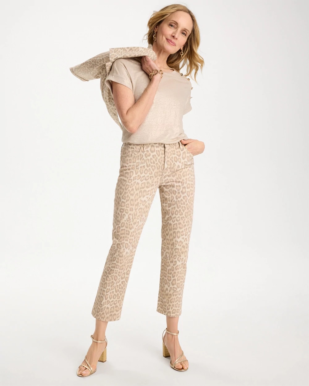 Chico's Great Value | Animal Print Girlfriend Slim Cropped Jeans