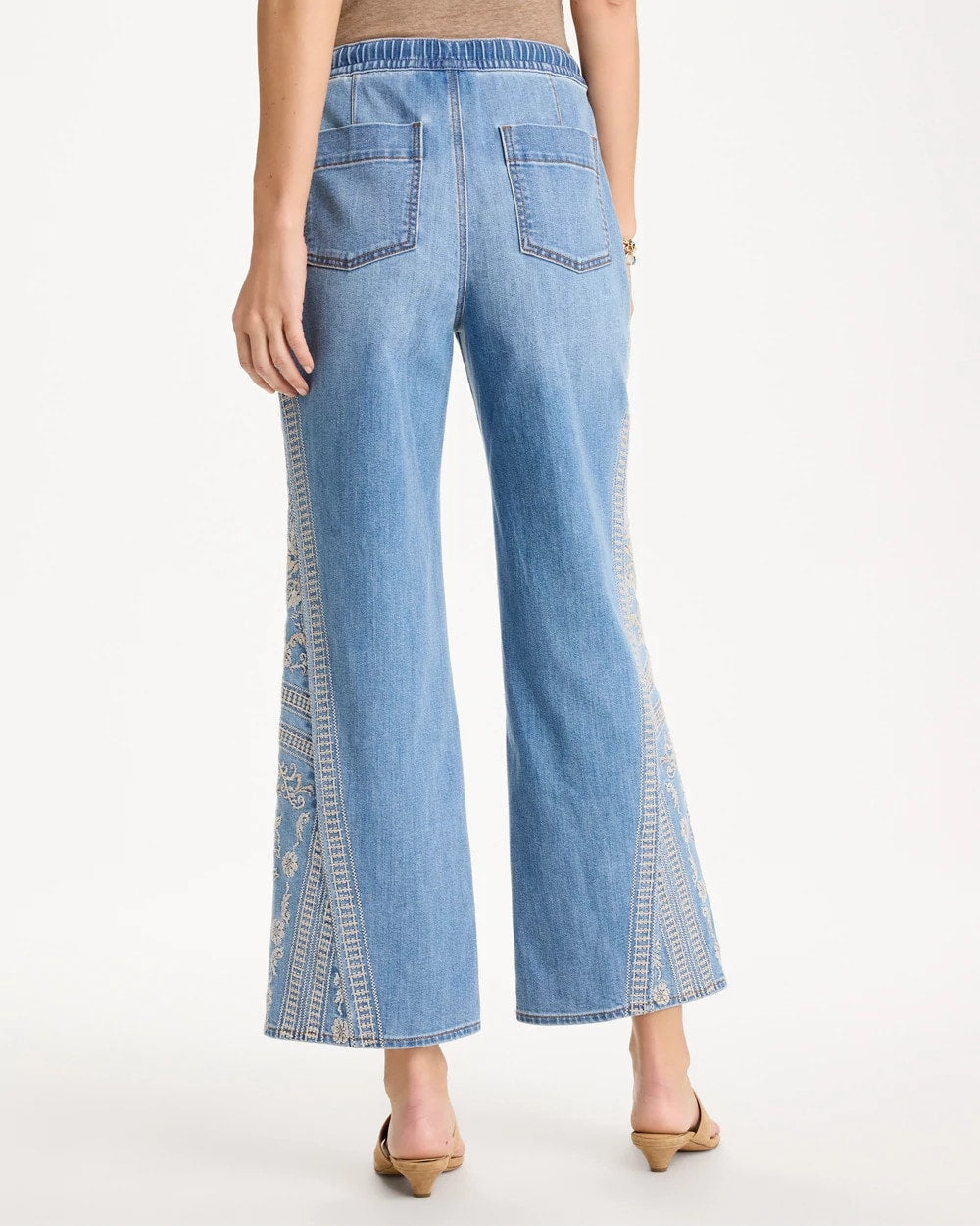 Chico's Deals | Floral Geo Wide-Leg Drawstring Jeans