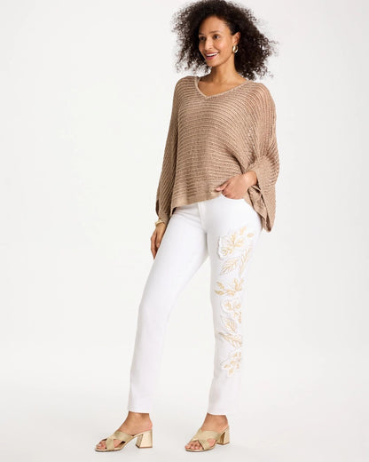 Chico's Sale | No Stain Girlfriend Floral Embellished Slim Ankle Jeans