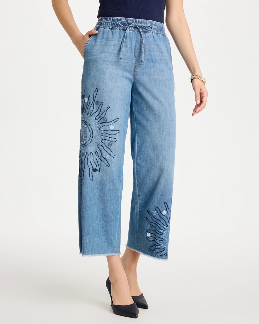 Chico's Deals | Embellished Ultra Lightweight Crop Jeans