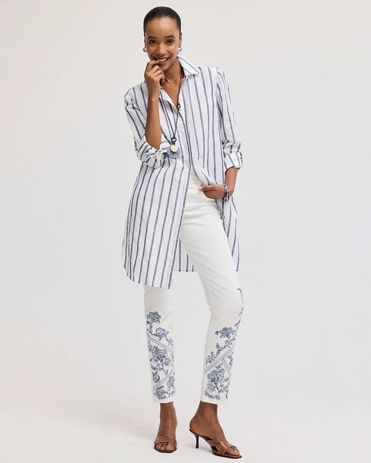 Chico's Recommended | Embroidered Girlfriend Slim Ankle Jeans