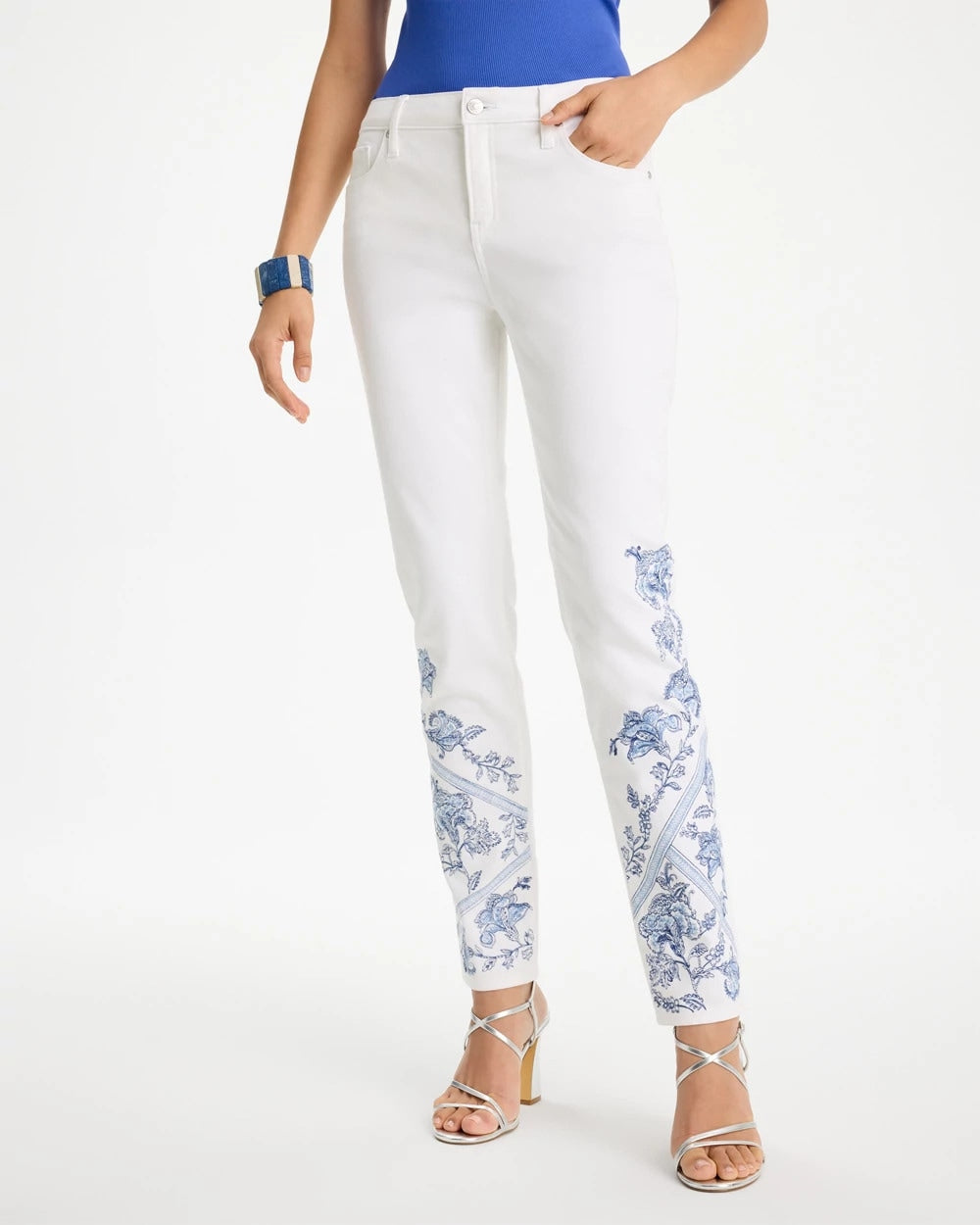 Chico's Recommended | Embroidered Girlfriend Slim Ankle Jeans