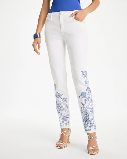 Chico's Recommended | Embroidered Girlfriend Slim Ankle Jeans