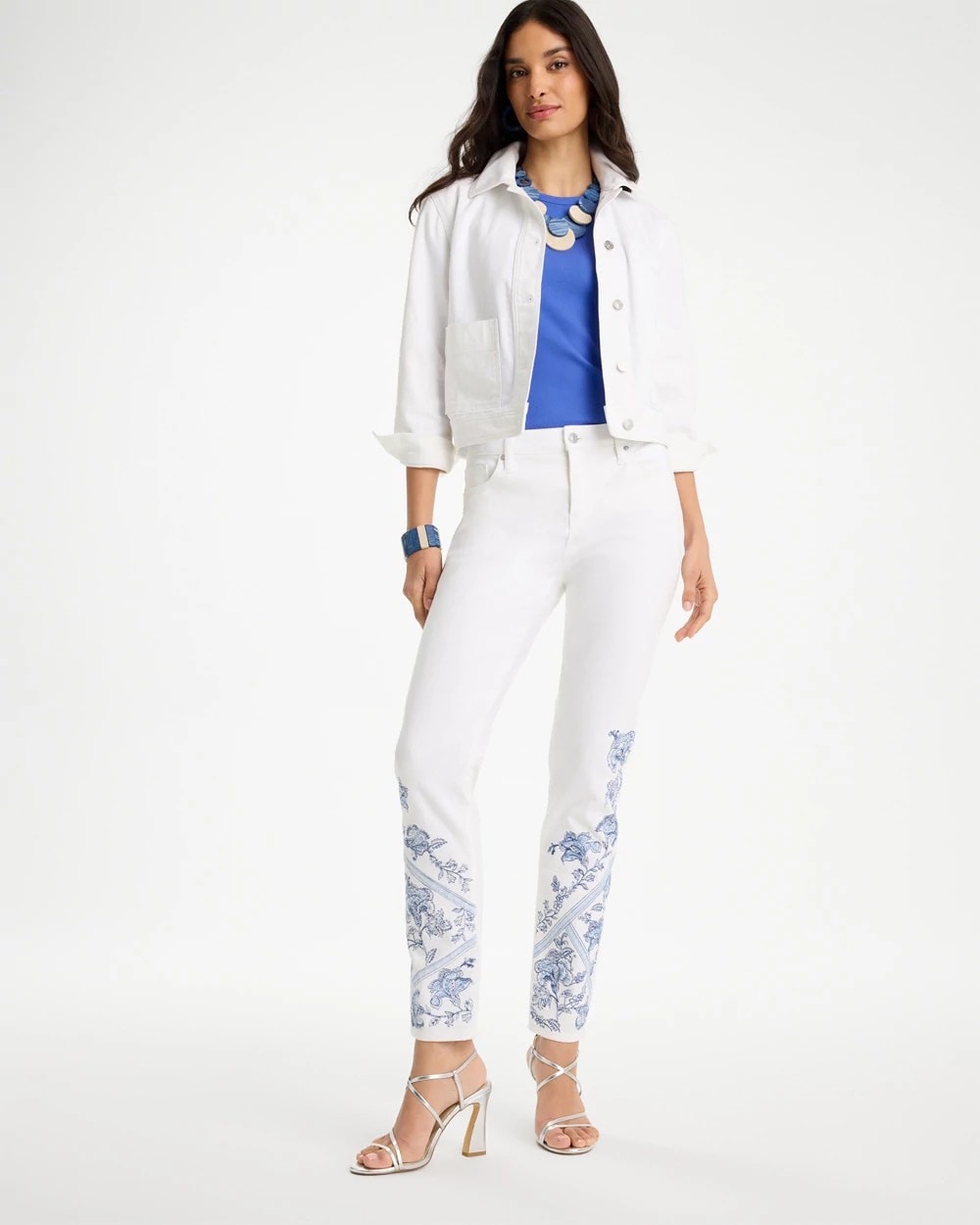 Chico's Recommended | Embroidered Girlfriend Slim Ankle Jeans