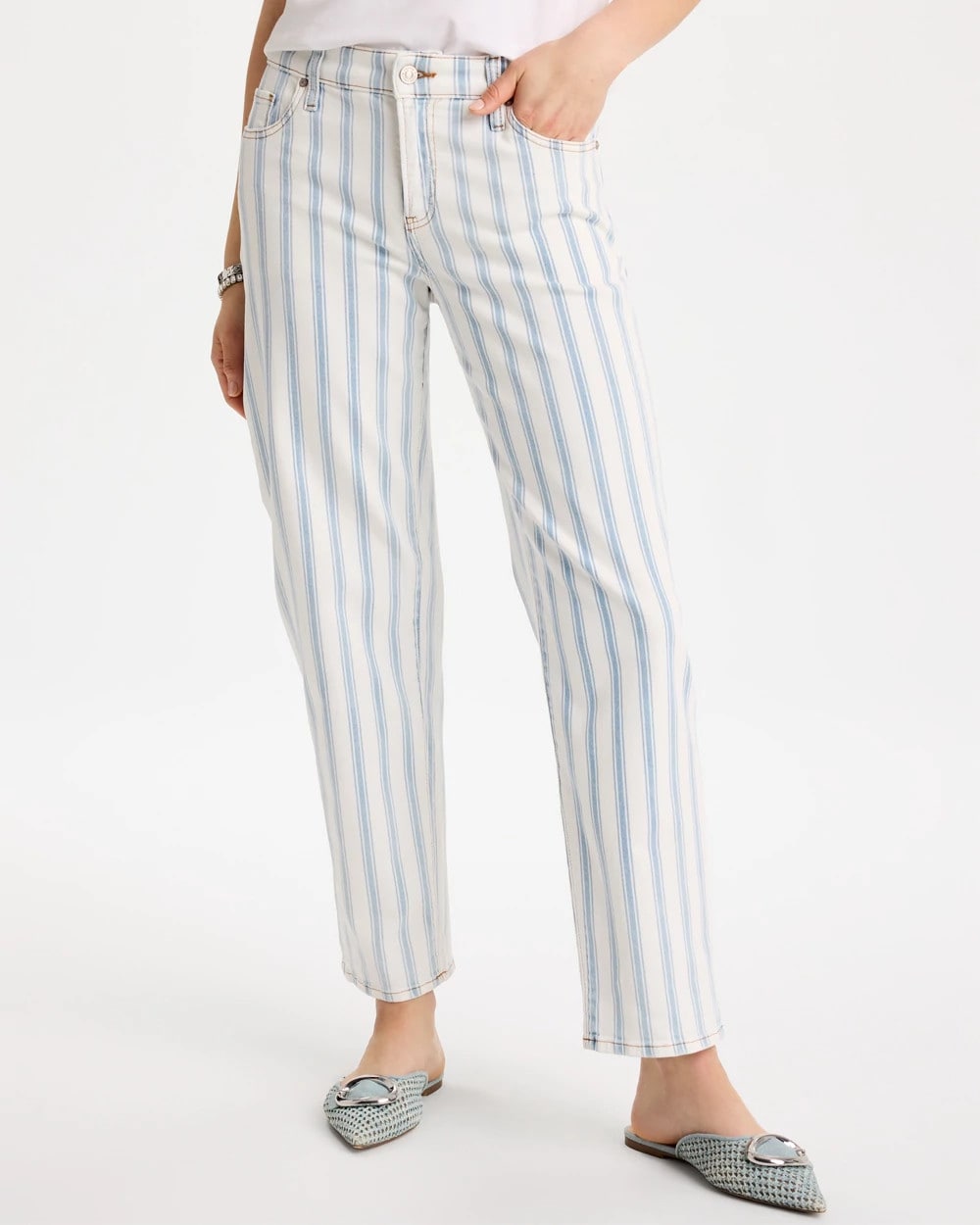 Chico's Customer Favorite | Striped Relaxed Boyfriend Jean