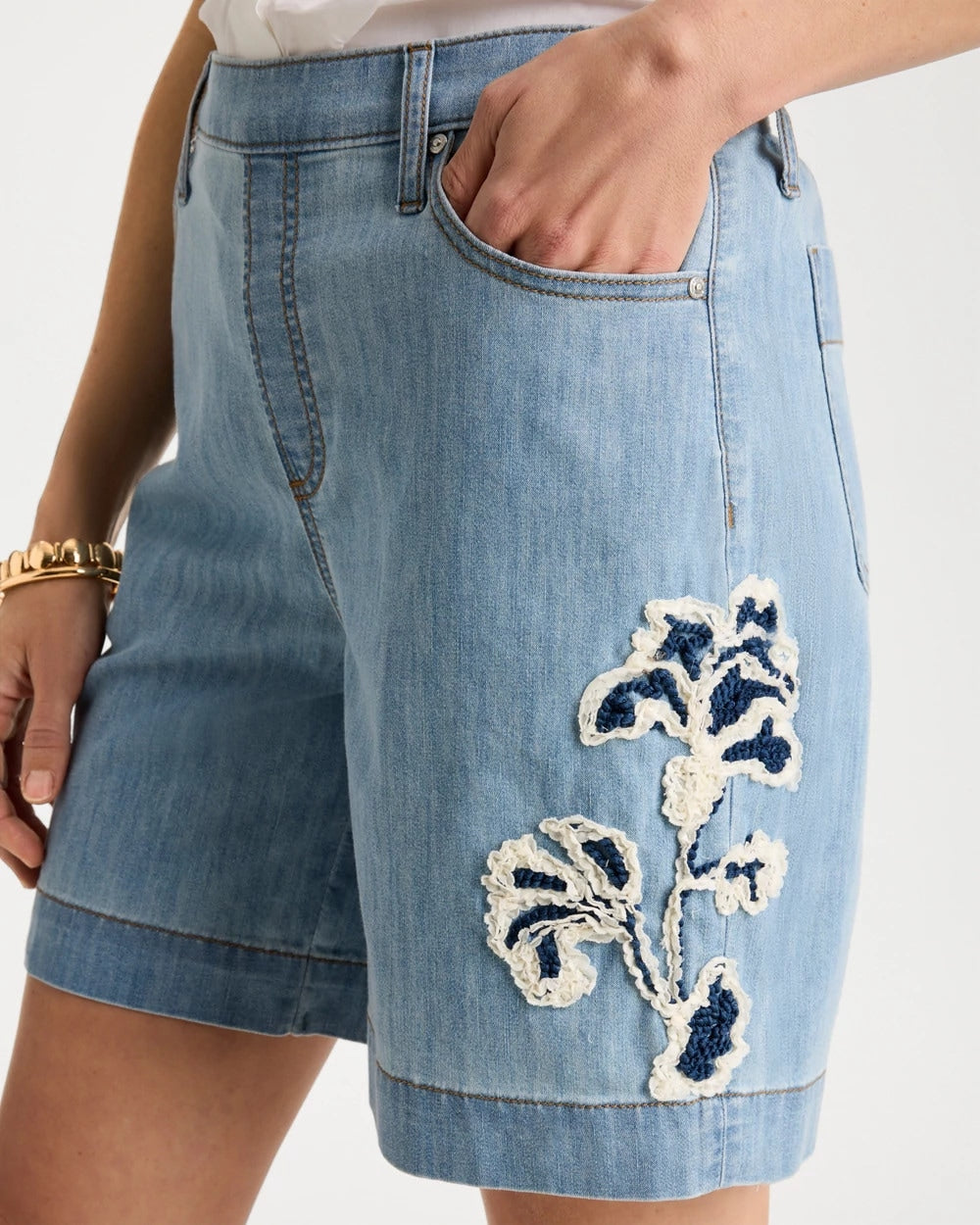 Chico's Classic | Embellished Lightweight Jean Shorts