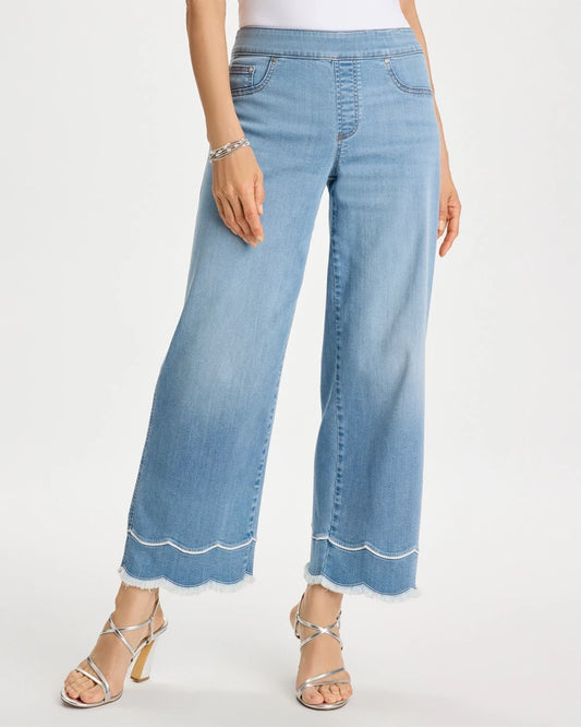 Chico's Latest | Scallop Pull-On Wide-Leg Crop Jeans