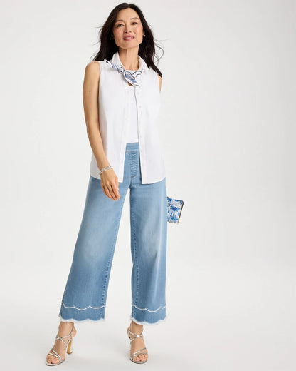 Chico's Latest | Scallop Pull-On Wide-Leg Crop Jeans