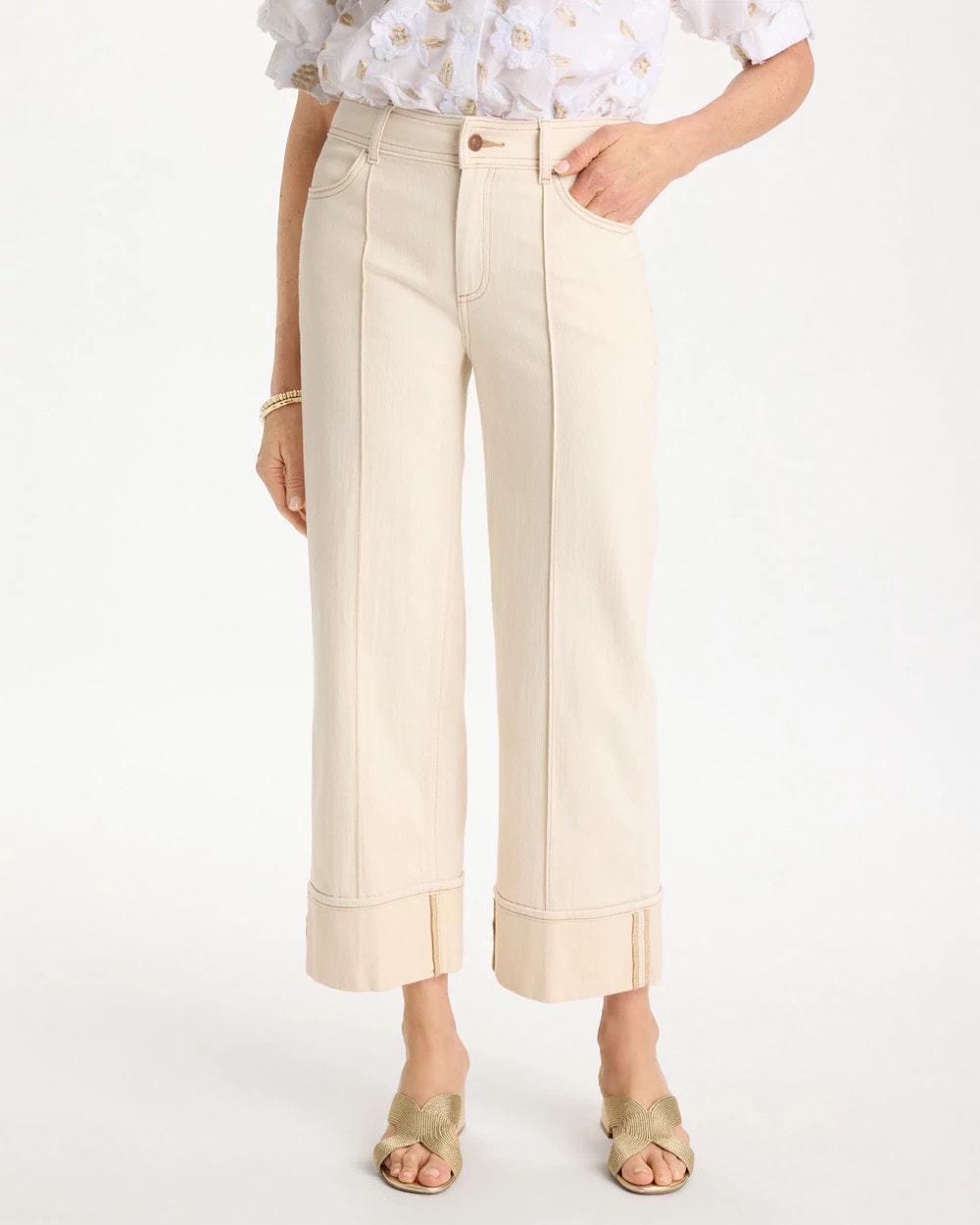 Chico's Trending | Pintuck Cuffed Cropped Jeans