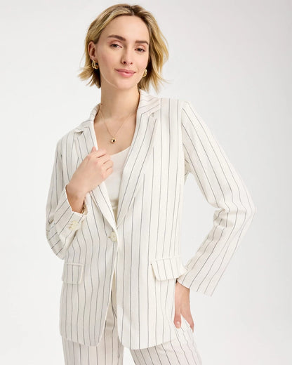 Chico's Customer Favorite | Linen-Blend Striped Boyfriend Blazer