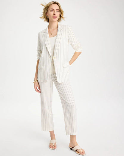 Chico's Customer Favorite | Linen-Blend Striped Boyfriend Blazer