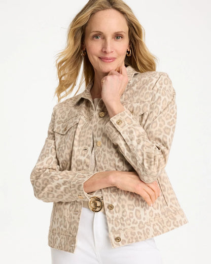 Chico's Great Value | Denim Leopard Print Jacket