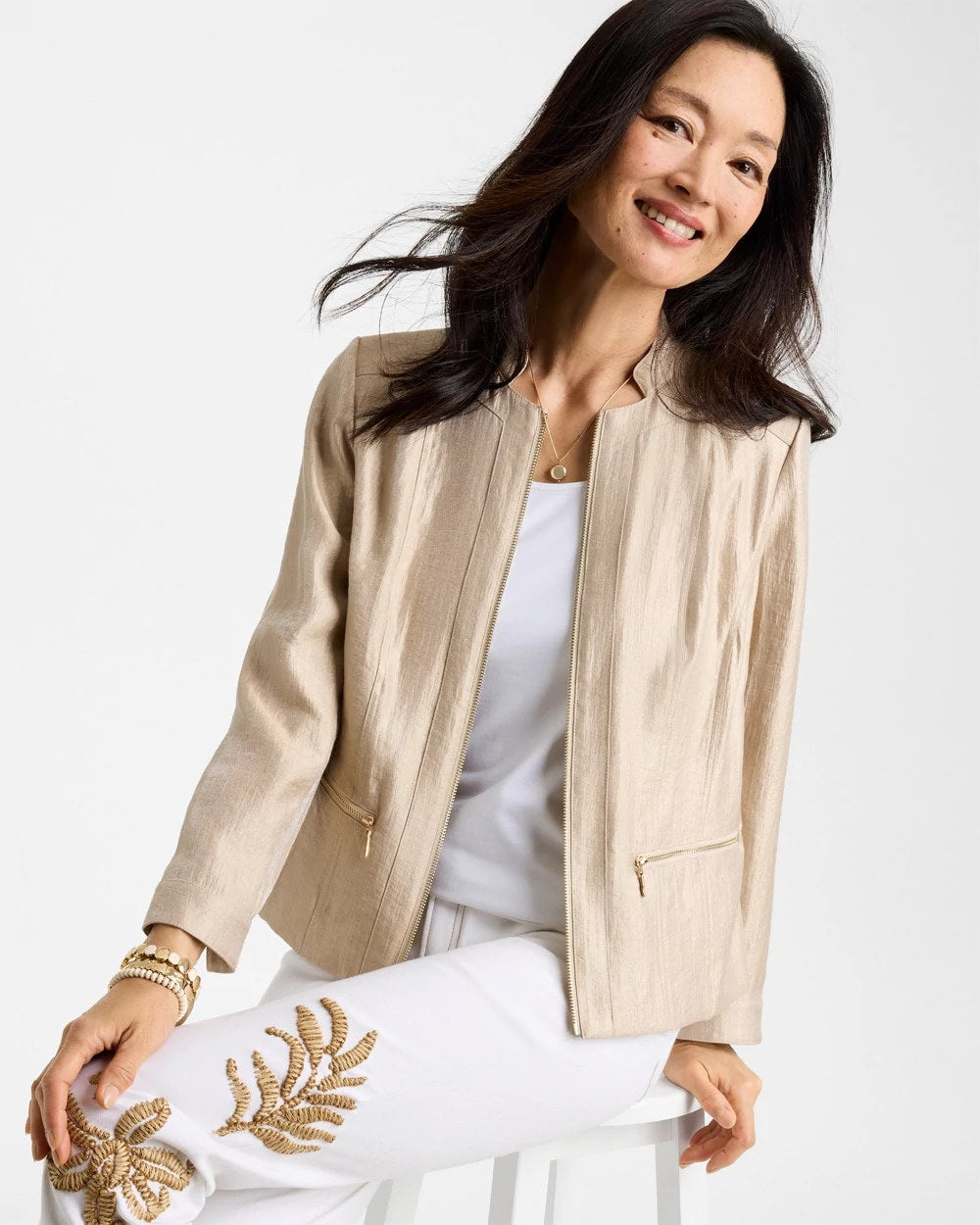 Chico's New | Sheen Stand Collar Jacket