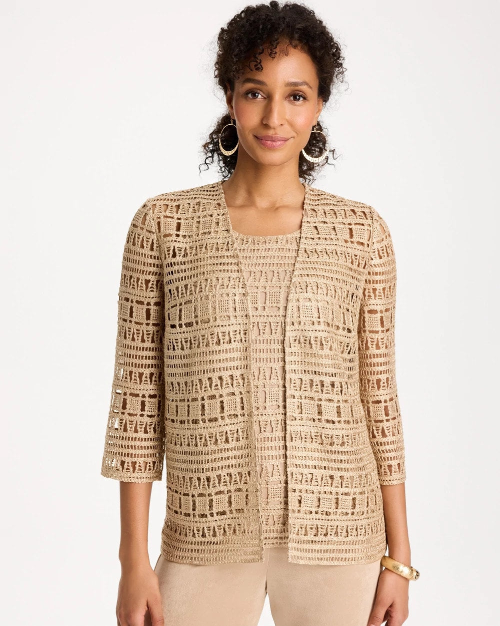 Chico's Value | Travelers™ Metallic Crochet Cardigan