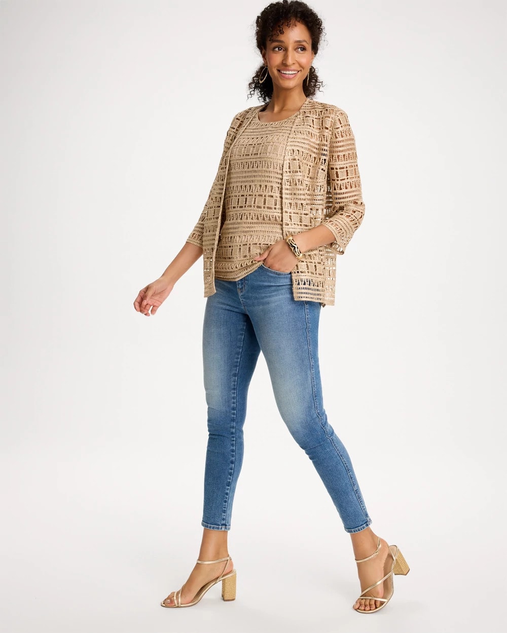 Chico's Value | Travelers™ Metallic Crochet Cardigan