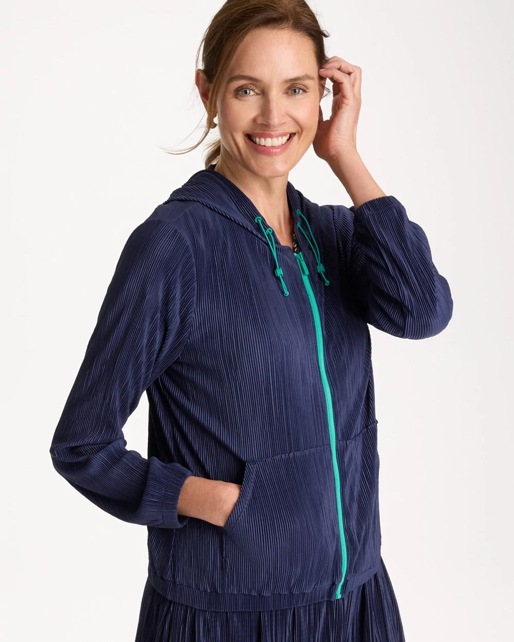 Chico's Sale | Zenergy® Micro Plisse Hooded Jacket